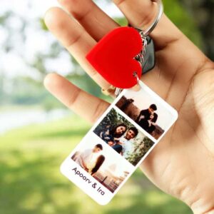 Personalized Name and Photo Keychain - Unique Heart-Shaped Custom Accessory