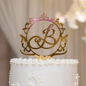 Gold & Mirror Acrylic Monogram Cake Topper