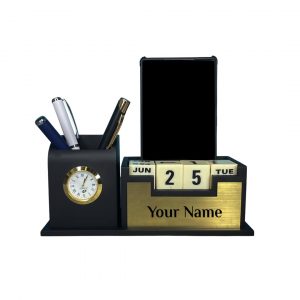 Personalized Corporate Gift Set: Pen Stand, Watch, and Calendar for Office