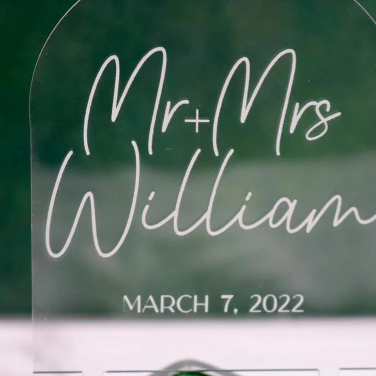 Engraved acrylic cake topper