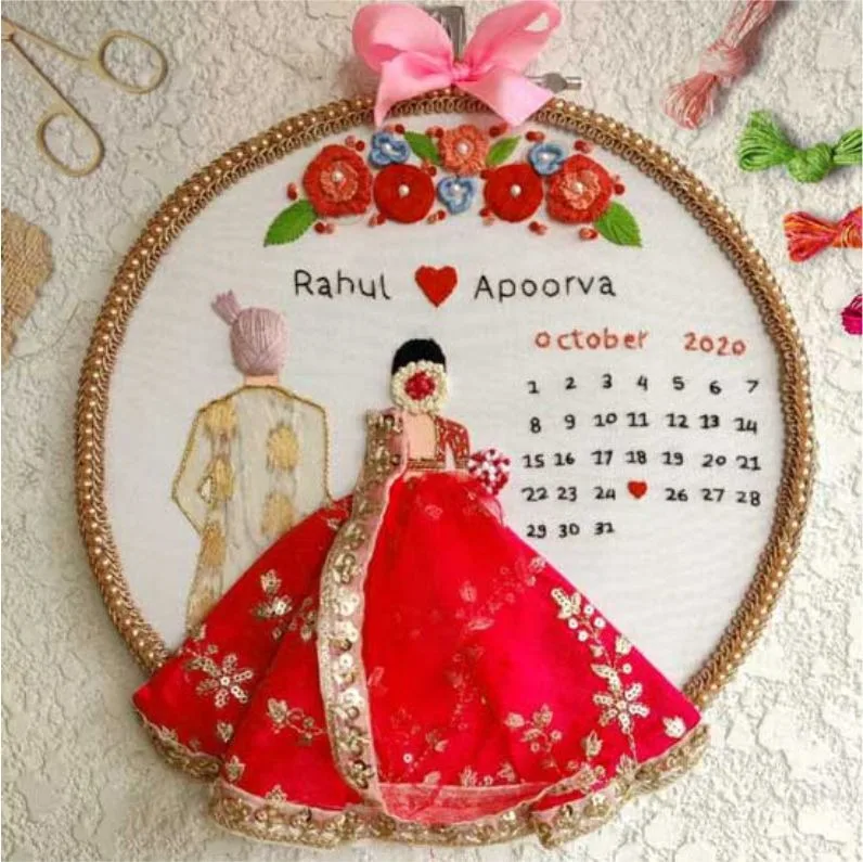 Bride & Groom Wedding Embroidery Ring Ceremony Platter 2