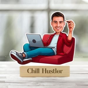 Personalized Working Man Caricature Photo Stand Gift - Chill Hustler
