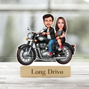 Personalized Couple Bike Ride Caricature – Long Drive Photo Stand Gift