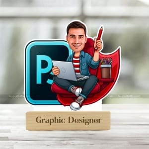 Custom Graphic Designer Caricature | Personalized Photo Stand Gift