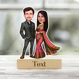 Personalized Indian Couple Caricature Photo Stand Gift