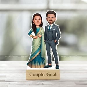 Personalized Indian Couple Caricature | Custom Photo Stand Gift for Couples
