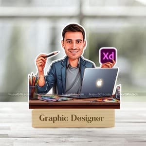 Personalized Graphic Designer Caricature | Custom Photo Stand Gift for Creatives