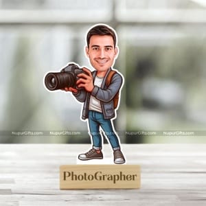 Personalized Photographer Caricature | Custom Photo Stand Gift for Camera Lovers