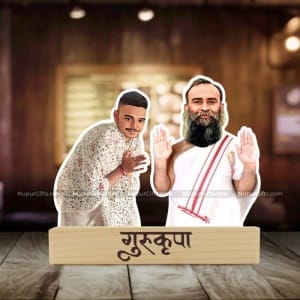 Personalized Jain Sadhu & Disciple Caricature Stand – KC Maharaj Photo Gift