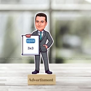 Personalized Men Holding Board Caricature – Custom Photo Stand Gift