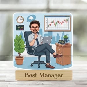 Personalized Best Manager Cartoon Caricature Photo Stand Gift