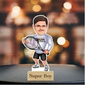 Personalized Tennis Player Caricature – Photo Stand Gift for Men