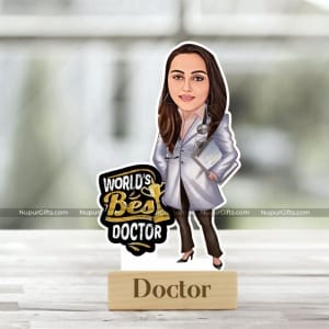 Personalized Doctor Caricature – World's Best Doctor Photo Stand Gift