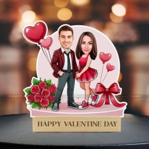 Personalized Couple Valentine Caricature – Custom Photo Stand Gift