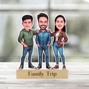 Personalized Friendship Caricature Standee – 2 Boys & 1 Girl | Custom Photo Gift