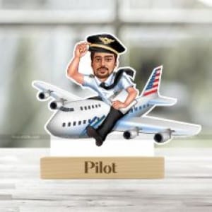 Personalized pilot sitting on flight Caricature