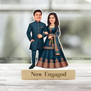 Personalized Engagement Couple Caricature – Photo Stand Gift