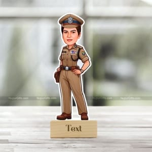 Personalized Cartoon Caricature Police Girl – Custom Photo Stand Gift