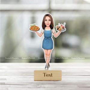 Personalized cartoon Girl Super Chef Caricature Photo Stand Gift