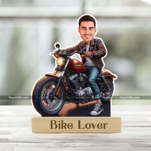 Personalized Bike Rider Caricature – Custom Photo Stand Gift for Bikers & Men