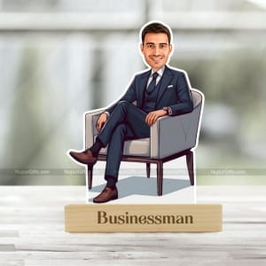 Personalized Businessman Caricature – Custom Photo Stand Gift for Entrepreneurs & Office Desk Decor