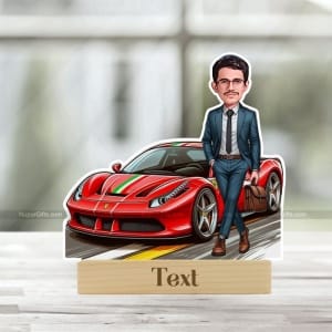 Personalized Ferrari Caricature – Businessman Photo Stand Gift