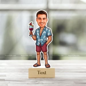 Personalized Chilling Man Caricature with Mocktail – Custom Photo Stand Gift