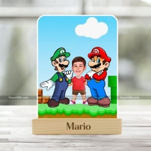 Personalized Mario Caricature – Kids Cartoon Photo Stand Gift