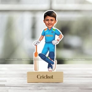 Personalized Cricket Cartoon Caricature Stand – Custom Gift for Kids