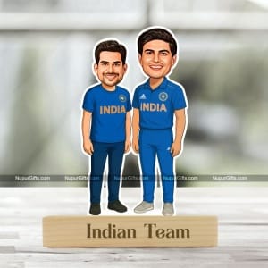 Personalized Shubman Gill Fan Caricature | Indian Team Custom Photo Stand Gift