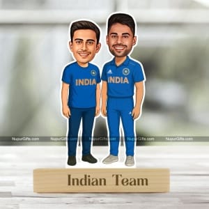 Custom Suryakumar Yadav (Surya) Caricature Gift | Personalized Indian Cricket Team Fan Photo Stand