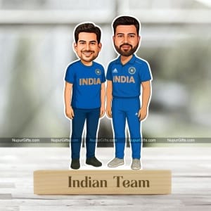 Personalized Rohit Sharma Fan Caricature | Custom Indian Cricket Team Photo Stand Gift