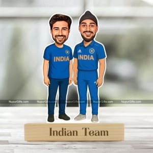 Personalized Arshdeep Singh Fan Caricature | Custom Indian Cricket Team Photo Stand Gift