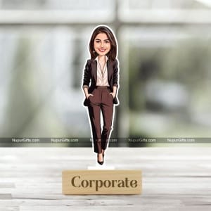 Personalized Female Corporate Caricature – Photo Stand Gift