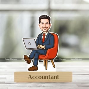 Personalized Male Boss Caricature | Custom Cartoon Desk Photo Stand | Laptop Work Pose | Gift for Men