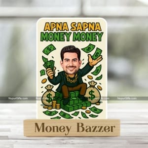 Personalized Male Money Caricature | Custom Cartoon Photo Stand Gift | Funny Money Lover Desk Décor