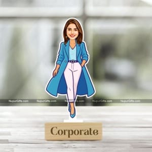 Personalized Female Corporate Caricature – Photo Stand Gift
