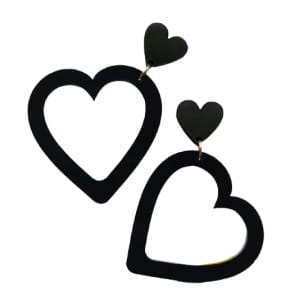 Trendy Black Acrylic Heart Earrings