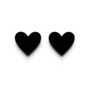 Black Acrylic Heart Stud Earrings – Minimalist & Stylish