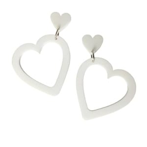 Acrylic Heart Drop Earrings – White