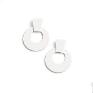 White Circle Acrylic Earrings – Minimalist Modern