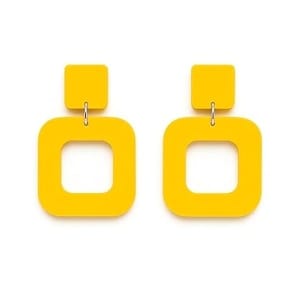 Yellow Geometric Acrylic Statement Earrings