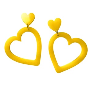 Yellow Acrylic Heart Drop Earrings