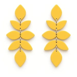 Yellow Acrylic Leaf Drop Earrings