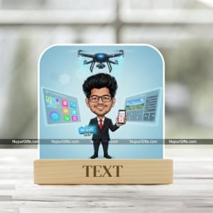 Custom Drone Engineer Caricature Frame – Personalized Tech Professional Cartoon Portrait Gift