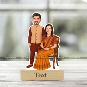 Custom Traditional Couple Caricature Frame – Personalized Wedding Cartoon Portrait Gift