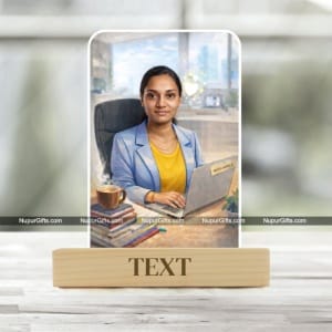 Custom Working Woman Caricature Frame – Personalized Corporate Professional Cartoon Portrait Gift