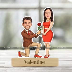 Custom Valentine Proposal Caricature Standee – Personalized Couple Proposal Gift